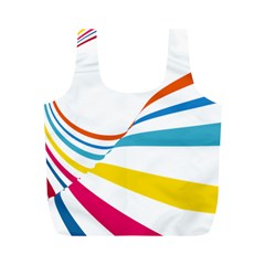 Line Rainbow Orange Blue Yellow Red Pink White Wave Waves Full Print Recycle Bags (m) 