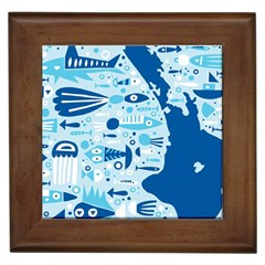 New Zealand Fish Detail Blue Sea Shark Framed Tiles by Mariart