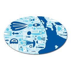 New Zealand Fish Detail Blue Sea Shark Oval Magnet by Mariart