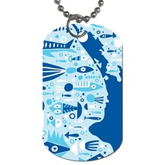 New Zealand Fish Detail Blue Sea Shark Dog Tag (one Side) by Mariart