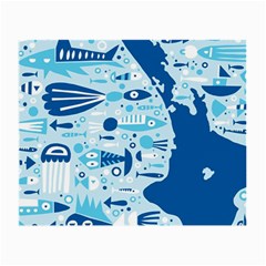 New Zealand Fish Detail Blue Sea Shark Small Glasses Cloth by Mariart