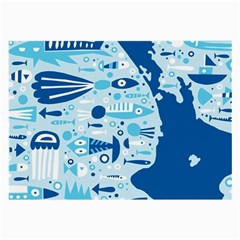 New Zealand Fish Detail Blue Sea Shark Large Glasses Cloth by Mariart