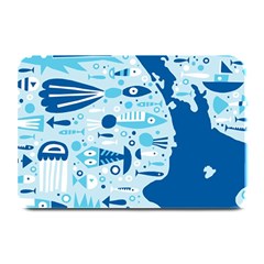 New Zealand Fish Detail Blue Sea Shark Plate Mats by Mariart