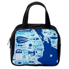 New Zealand Fish Detail Blue Sea Shark Classic Handbags (one Side) by Mariart