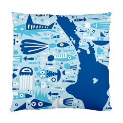 New Zealand Fish Detail Blue Sea Shark Standard Cushion Case (one Side) by Mariart