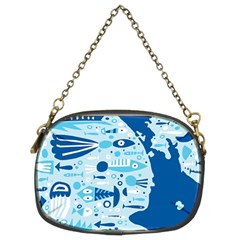 New Zealand Fish Detail Blue Sea Shark Chain Purses (two Sides)  by Mariart