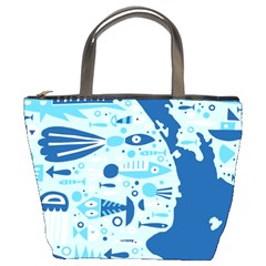 New Zealand Fish Detail Blue Sea Shark Bucket Bags by Mariart