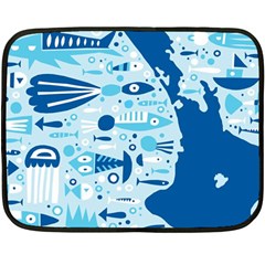 New Zealand Fish Detail Blue Sea Shark Double Sided Fleece Blanket (mini)  by Mariart