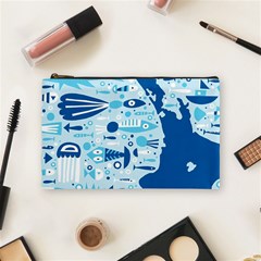 New Zealand Fish Detail Blue Sea Shark Cosmetic Bag (medium)  by Mariart