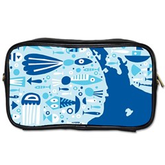 New Zealand Fish Detail Blue Sea Shark Toiletries Bags by Mariart