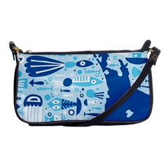 New Zealand Fish Detail Blue Sea Shark Shoulder Clutch Bags by Mariart