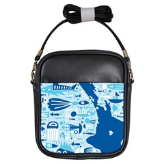 New Zealand Fish Detail Blue Sea Shark Girls Sling Bags by Mariart