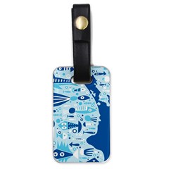 New Zealand Fish Detail Blue Sea Shark Luggage Tags (one Side)  by Mariart