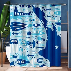 New Zealand Fish Detail Blue Sea Shark Shower Curtain 60  X 72  (medium)  by Mariart