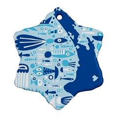 New Zealand Fish Detail Blue Sea Shark Snowflake Ornament (two Sides) by Mariart