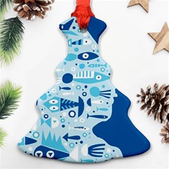 New Zealand Fish Detail Blue Sea Shark Christmas Tree Ornament (two Sides) by Mariart