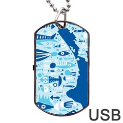 New Zealand Fish Detail Blue Sea Shark Dog Tag Usb Flash (two Sides) by Mariart