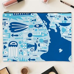 New Zealand Fish Detail Blue Sea Shark Cosmetic Bag (xxxl)  by Mariart