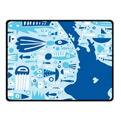 New Zealand Fish Detail Blue Sea Shark Double Sided Fleece Blanket (small)  by Mariart