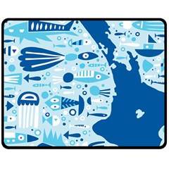 New Zealand Fish Detail Blue Sea Shark Double Sided Fleece Blanket (medium)  by Mariart