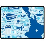 New Zealand Fish Detail Blue Sea Shark Double Sided Fleece Blanket (Large)  80 x60  Blanket Back