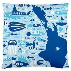 New Zealand Fish Detail Blue Sea Shark Standard Flano Cushion Case (two Sides) by Mariart