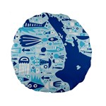 New Zealand Fish Detail Blue Sea Shark Standard 15  Premium Flano Round Cushions Front