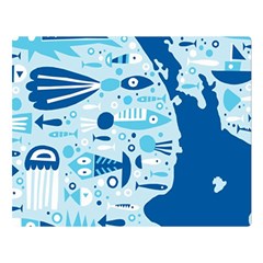 New Zealand Fish Detail Blue Sea Shark Double Sided Flano Blanket (large)  by Mariart