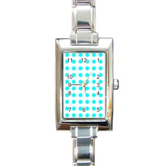 Polka Dot Blue White Rectangle Italian Charm Watch