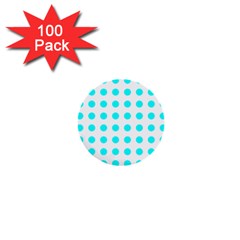 Polka Dot Blue White 1  Mini Buttons (100 Pack)  by Mariart