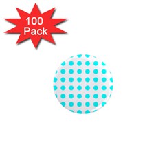 Polka Dot Blue White 1  Mini Magnets (100 Pack)  by Mariart