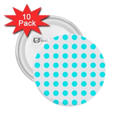 Polka Dot Blue White 2 25  Buttons (10 Pack)  by Mariart