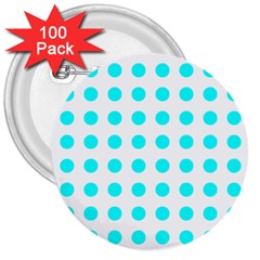 Polka Dot Blue White 3  Buttons (100 Pack)  by Mariart