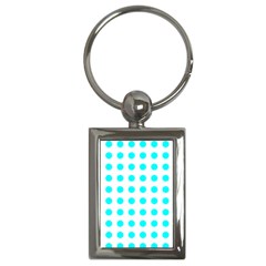 Polka Dot Blue White Key Chains (rectangle)  by Mariart