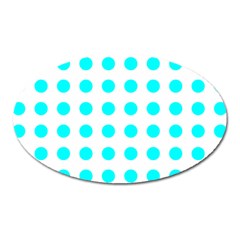 Polka Dot Blue White Oval Magnet by Mariart