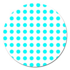 Polka Dot Blue White Magnet 5  (round) by Mariart