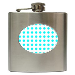 Polka Dot Blue White Hip Flask (6 Oz) by Mariart