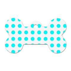 Polka Dot Blue White Dog Tag Bone (one Side) by Mariart