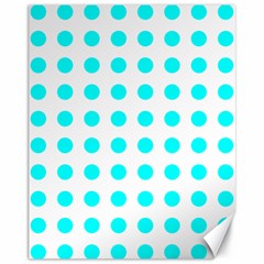 Polka Dot Blue White Canvas 11  X 14   by Mariart