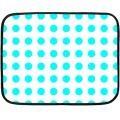 Polka Dot Blue White Fleece Blanket (mini) by Mariart