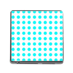 Polka Dot Blue White Memory Card Reader (square) by Mariart