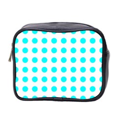 Polka Dot Blue White Mini Toiletries Bag 2-side by Mariart