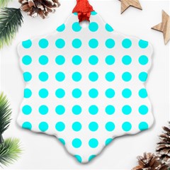 Polka Dot Blue White Snowflake Ornament (two Sides) by Mariart