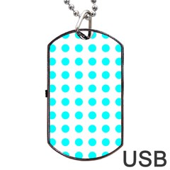 Polka Dot Blue White Dog Tag Usb Flash (one Side) by Mariart