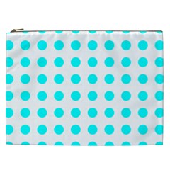 Polka Dot Blue White Cosmetic Bag (xxl)  by Mariart