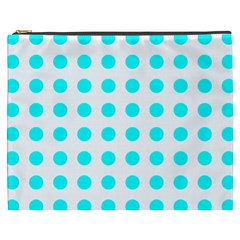 Polka Dot Blue White Cosmetic Bag (xxxl)  by Mariart