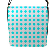 Polka Dot Blue White Flap Messenger Bag (l)  by Mariart