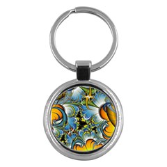 High Detailed Fractal Image Background With Abstract Streak Shape Key Chains (round)  by Simbadda