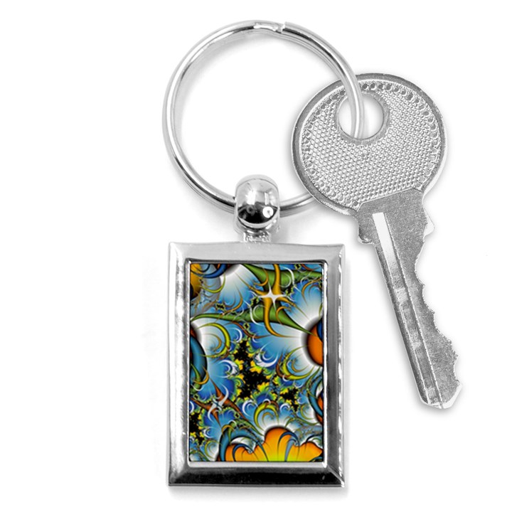 High Detailed Fractal Image Background With Abstract Streak Shape Key Chains (Rectangle) 