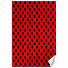 Polka Dot Black Red Hole Backgrounds Canvas 24  X 36  by Mariart